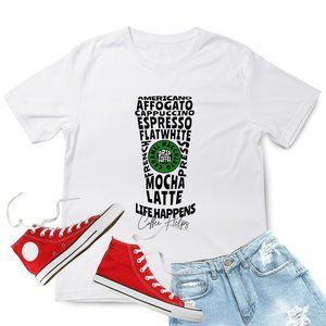 Cute Coffe Drinker Lover Casual Teen Womens Graphic Shirt Tee